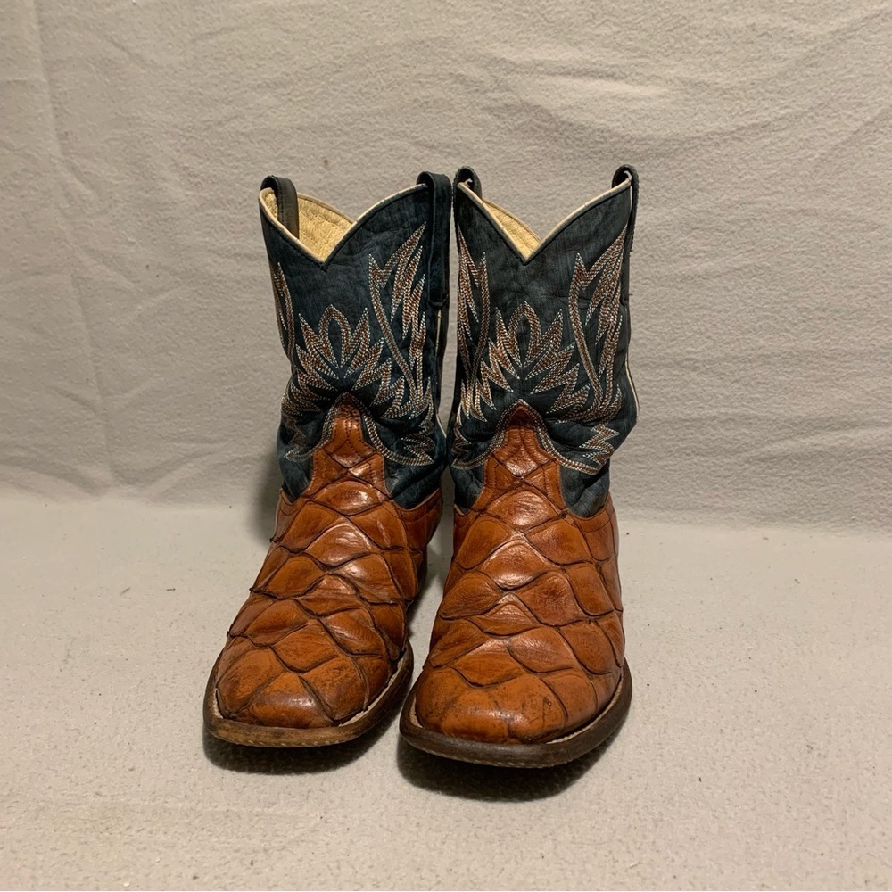 HP Youth Size 3 Caiman Print Leather Square Toe Western Boots